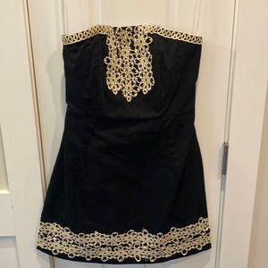 Black and gold Strapless dress